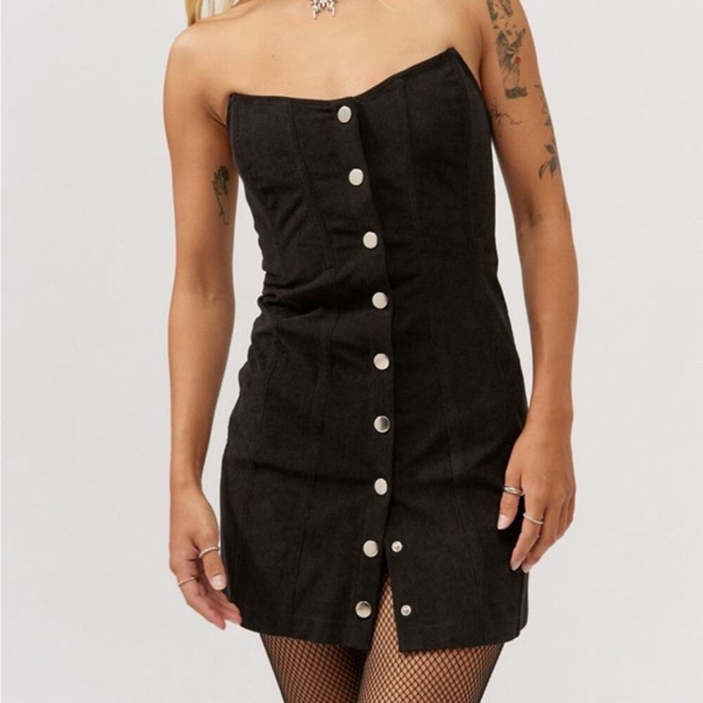 Urban Outfitters Cali Corduroy Bustier Mini Dress strapless button down NWT sexy